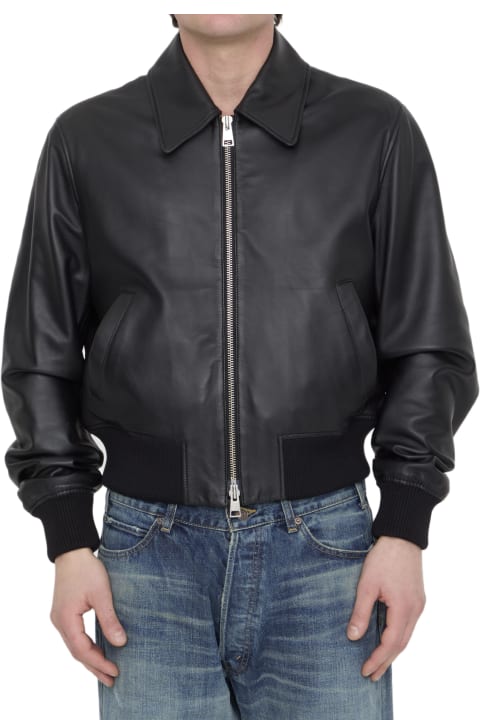 Ami Alexandre Mattiussi for Men Ami Alexandre Mattiussi Leather Bomber Jacket