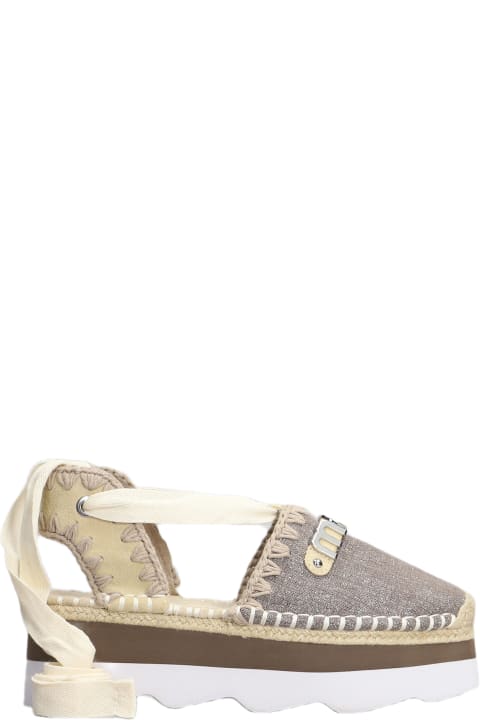 Mou Wedges for Women Mou Espa Sandal Espadrilles In Grey Synthetic Fibers
