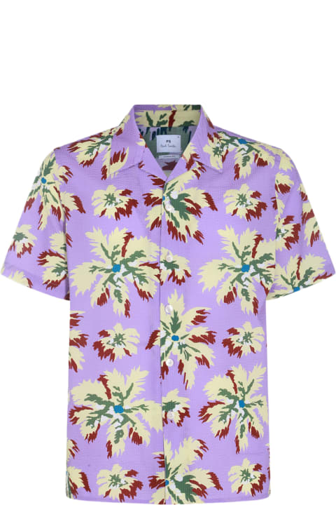 PS by Paul Smith Shirts for Men PS by Paul Smith Purple Multicolour Cotton Shirt