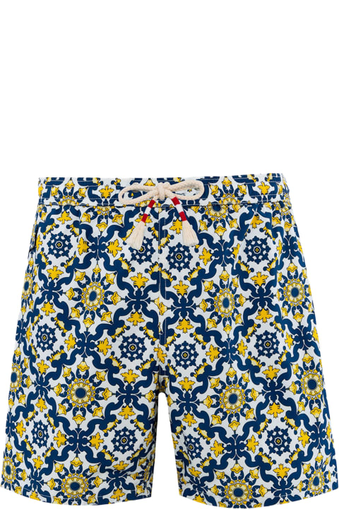 Homeware MC2 Saint Barth Man Lightweight Fabric Swim-shorts Lighting 70 With Majolica Print