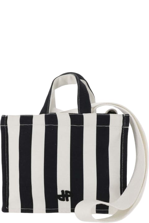 Patou for Women Patou Small Cotton Canvas Tote Bag With Striped Pattern