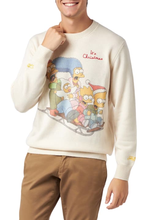 Homeware MC2 Saint Barth Crewneck Sweater Heron With The Simpson Family Jacquard | The Simpsons Special Edition