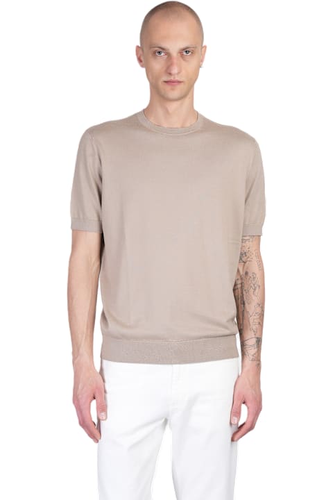 Zegna ملابس علوية لـ القسم الرجالي Zegna T-shirt In Taupe Cotton