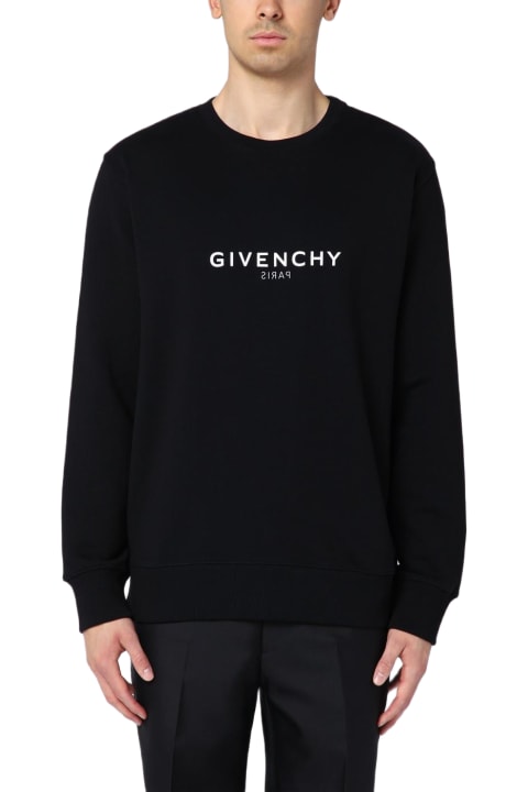 メンズ新着アイテム Givenchy Black Reverse Cotton Crewneck Sweatshirt With Logo