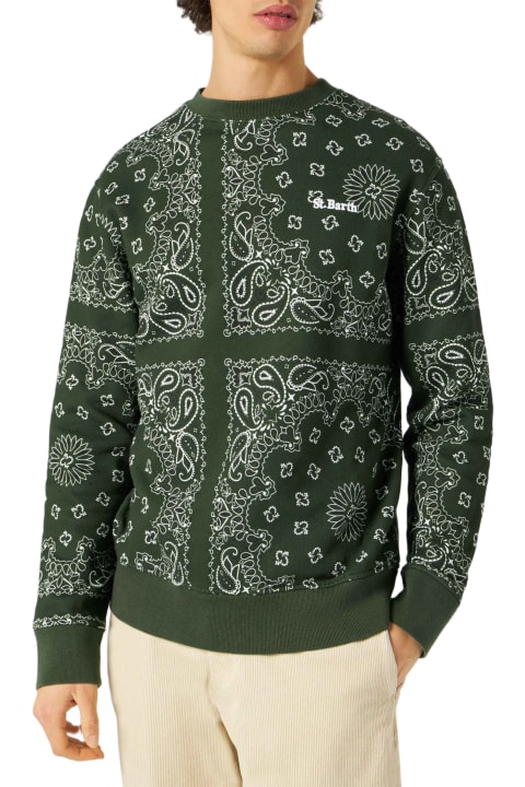 MC2 Saint Barth for Men MC2 Saint Barth Man Crewneck Sweatshirt With Green Bandanna Print