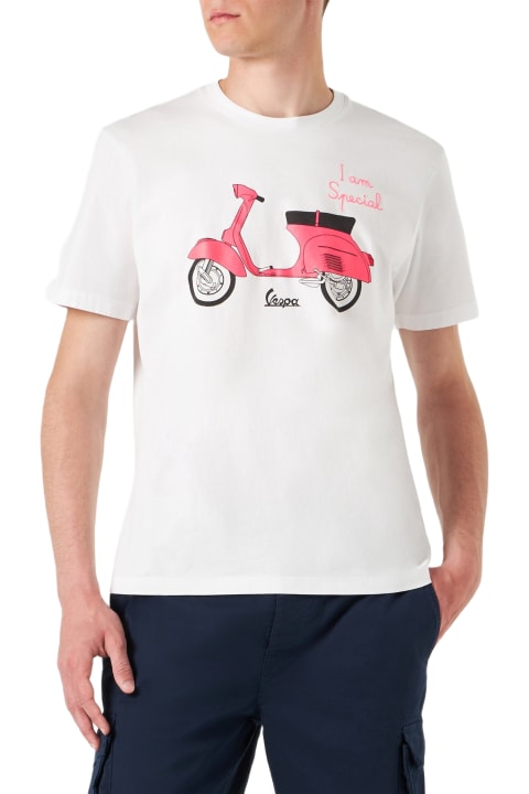 MC2 Saint Barth for Men MC2 Saint Barth Man Cotton T-shirt With Vespa Print | Vespa® Special Edition