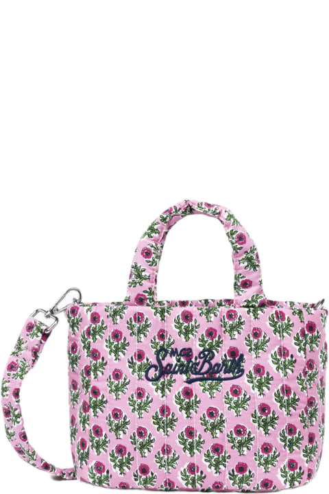 Homeware MC2 Saint Barth Pink Flower Quilted Soft Tote Mini Bag