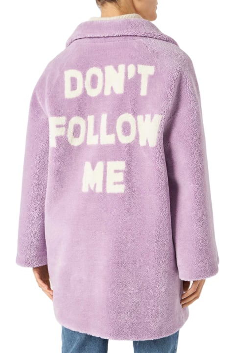 Fashion for Men MC2 Saint Barth Woman Coat Lilac Teddy Fabric