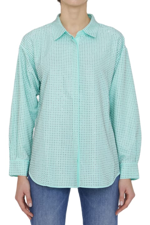 self-portrait Topwear for Women self-portrait Turquoise Rhinestone Shirt