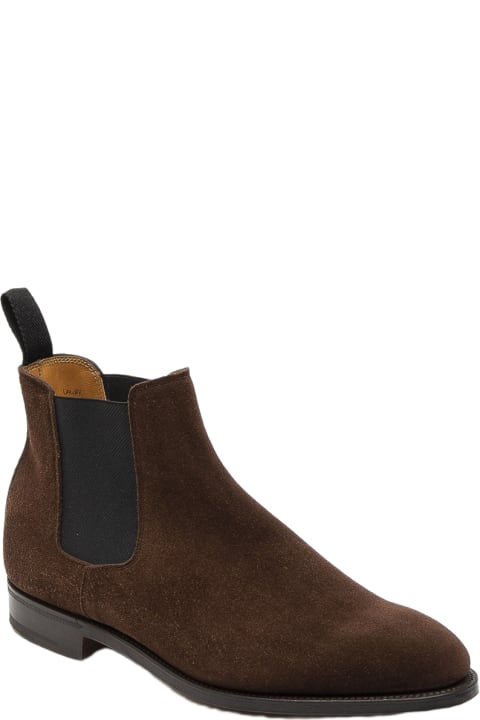 John Lobb Shoes for Men John Lobb Lawry Dark Brown Suede Chelsea Boot (fitting E)