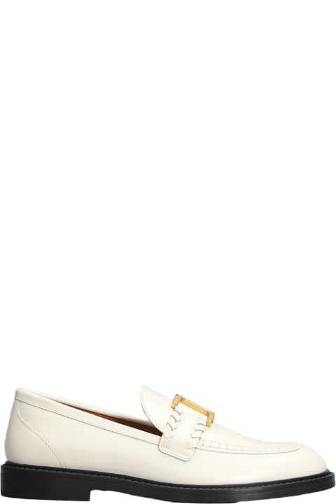 Chloé Flat Shoes for Women Chloé Mercie Loafers In White Leather