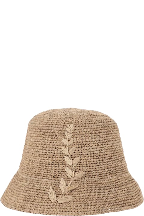 Hats for Women Ibeliv Raffia Hat With Floral Pattern