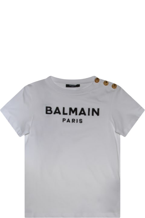 Topwear for Girls Balmain White And Black Cotton T-shirt
