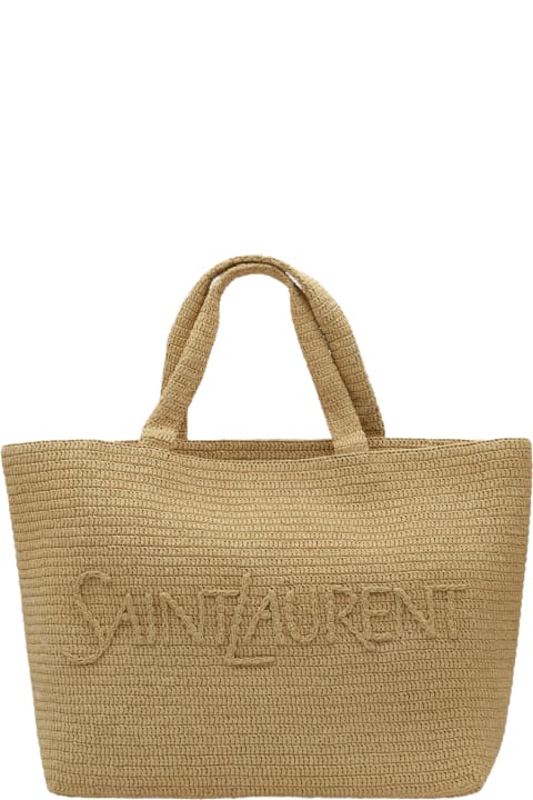 ウィメンズ Saint Laurentのバッグ Saint Laurent Beige Saint Laurent Raffia Tote Bag