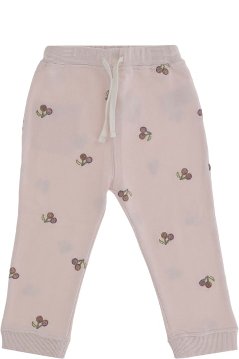 Bottoms for Baby Girls Bonpoint Cotton Joggers With Cherry Pattern