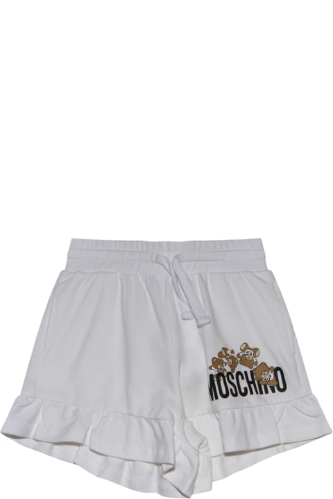 Moschino Bottoms for Girls Moschino White Multicolour Cotton Blend Shorts