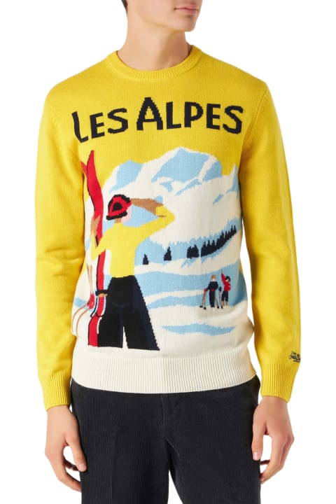 Fashion for Men MC2 Saint Barth Man Sweater With Les Alpes Postcard