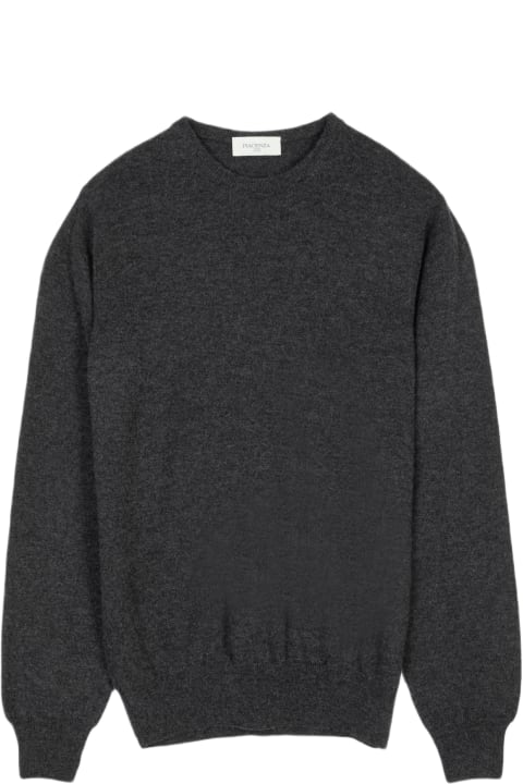 Girocollo, Lista Collo Basso Dark grey cashmere sweater