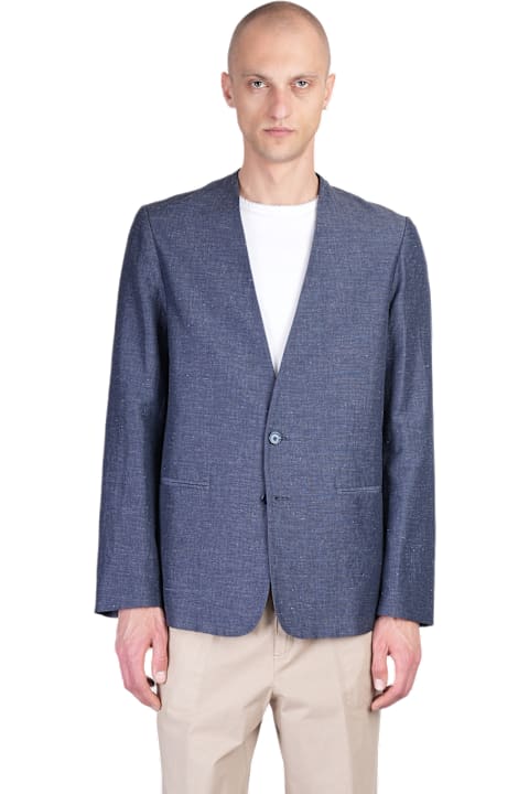 Mauro Grifoni Clothing for Men Mauro Grifoni Blazer In Blue Linen