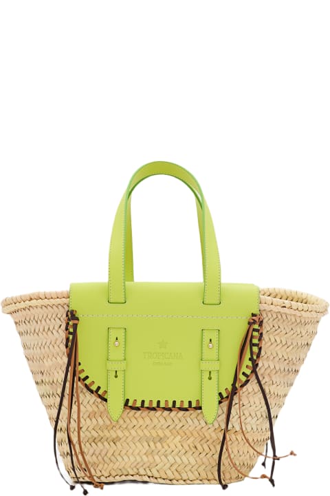 Fashion for Women Cuba Lab Tropicana Straw And Leather Tote Bag