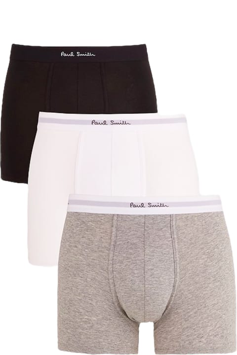 Paul Smith Underwear for Men Paul Smith Black, White And Grey Cotton Blend Boxer 3-pack Set