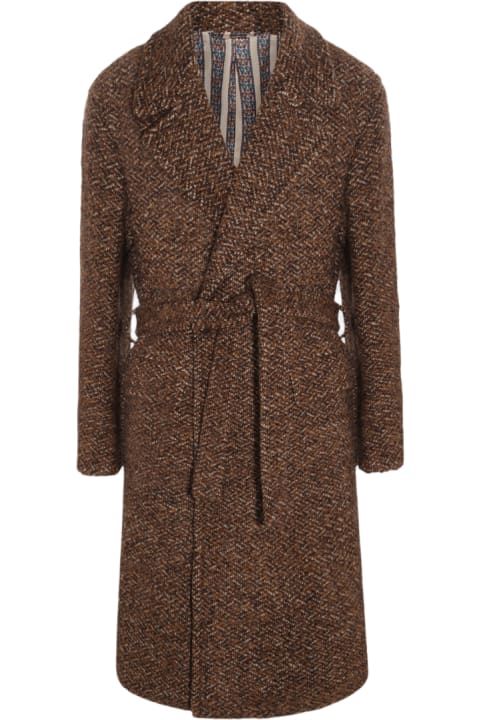 Etro Coats & Jackets for Men Etro Dark Brown Wool Coat