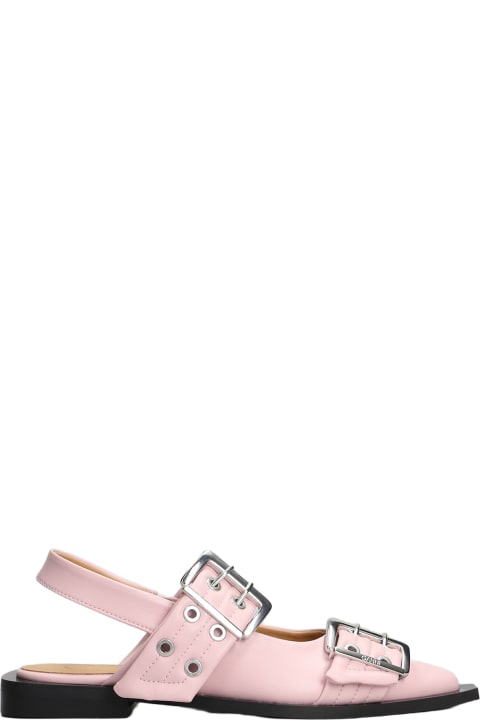 Ganni Flat Shoes for Women Ganni Ballet Flats In Rose-pink Leather