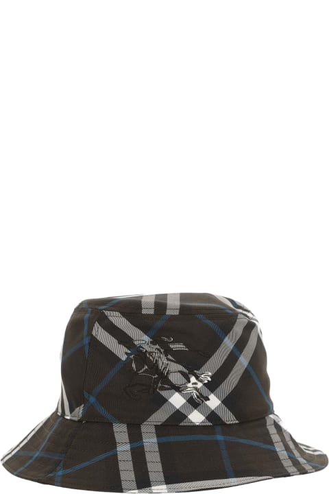 Hats for Men Burberry Twill Bucket Hat With Check Pattern