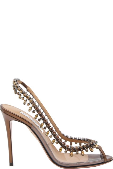 High-Heeled Shoes for Women Aquazzura Brown Leather Temptation Pumps