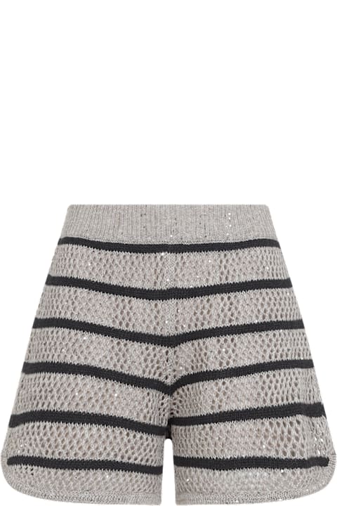 Brunello Cucinelli Pants & Shorts for Women Brunello Cucinelli Striped Knit Bermuda
