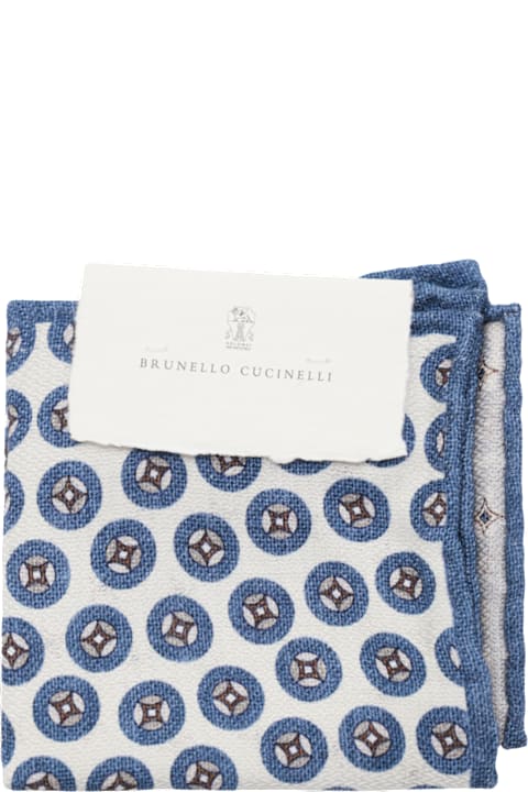 【送料&関税込】Brunello Cucinelli Blue Silk Scarves Cashmere and silk scarf for Woman in Avio Blue | Brunello