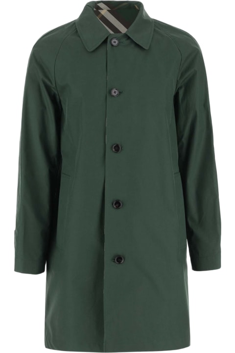 メンズ コート＆ジャケット Burberry Cotton Gabardine Coat With Check Pattern