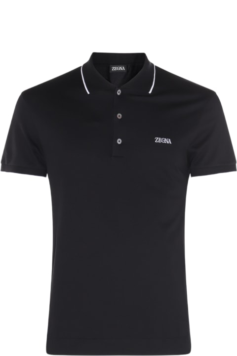 Zegna Men Zegna Black And White Cotton Polo Shirt