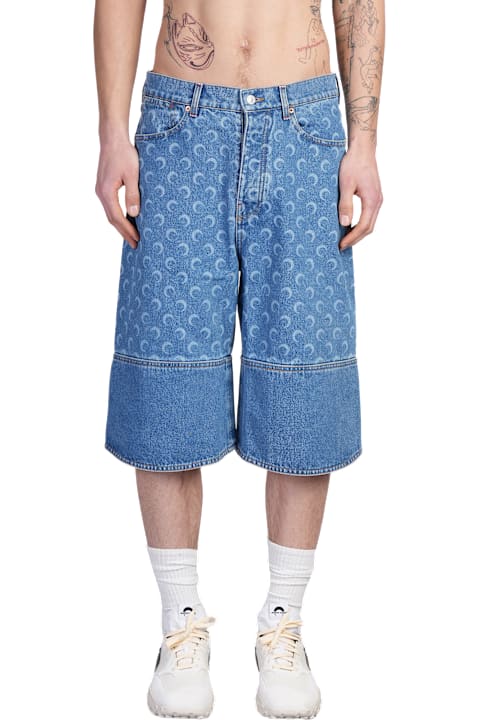 Marine Serre for Men Marine Serre Shorts In Blue Denim