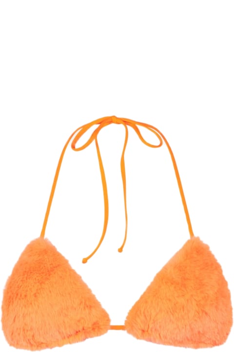 Homeware MC2 Saint Barth Woman Orange Fluo Furry Triangle Top Swimsuit