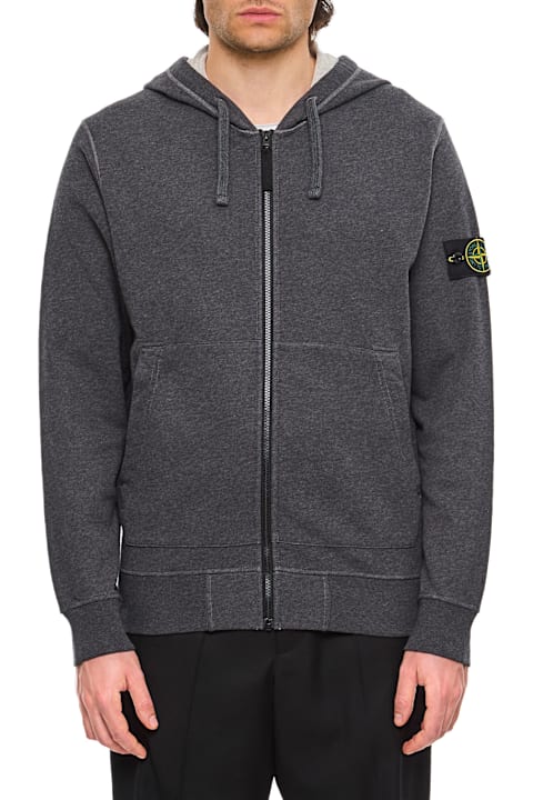 Stone Island Men Stone Island Zip-up Hoodie With Drawstring