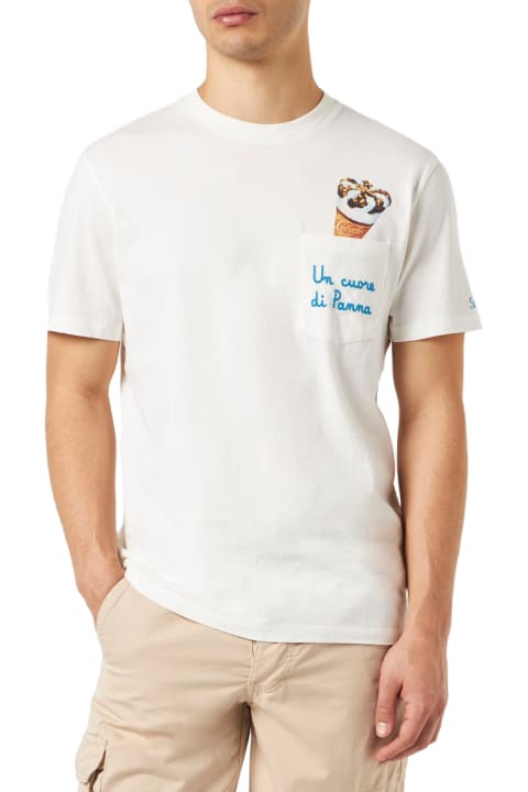 MC2 Saint Barth for Men MC2 Saint Barth Cornetto Printed T-shirt With Embroidered Pocket | Algida Special Edition