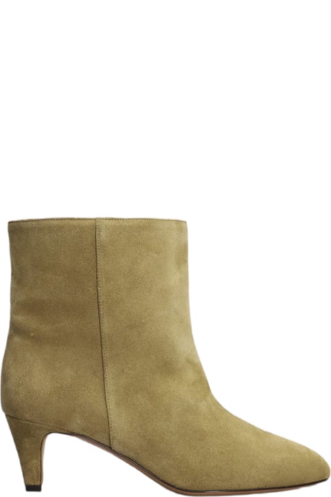 Boots for Women Isabel Marant Daxi Low Heels Ankle Boots In Taupe Suede