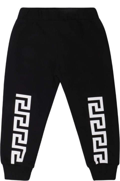 Bottoms for Girls Versace Black Cotton Track Pants