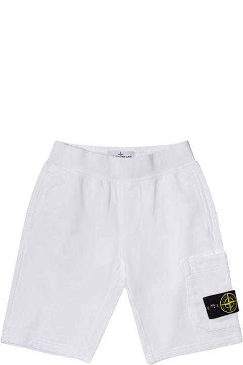 Stone Island Bottoms for Boys Stone Island White Cotton Shorts