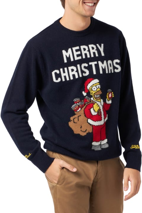 Homeware MC2 Saint Barth Man Crewneck Sweater With Homer Simpson Jacquard | The Simpsons Special Edition