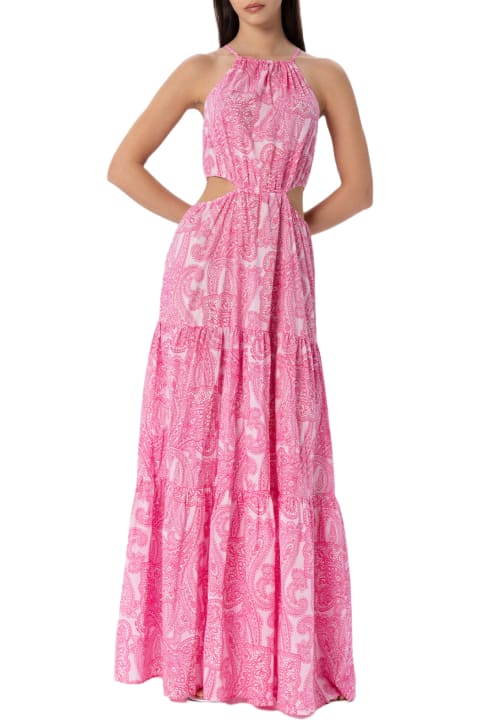 Homeware MC2 Saint Barth Woman Cut Out Long Dress Kaby With Paisley Print