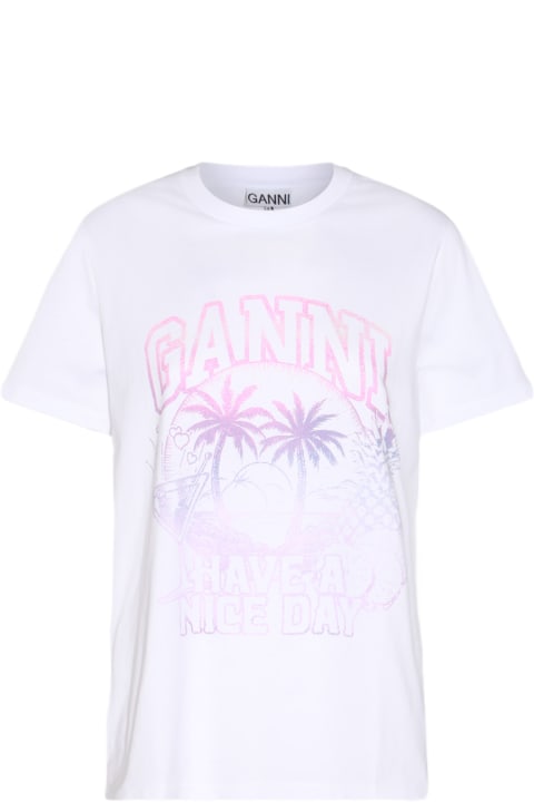 Ganni for Women Ganni White Cotton T-shirt