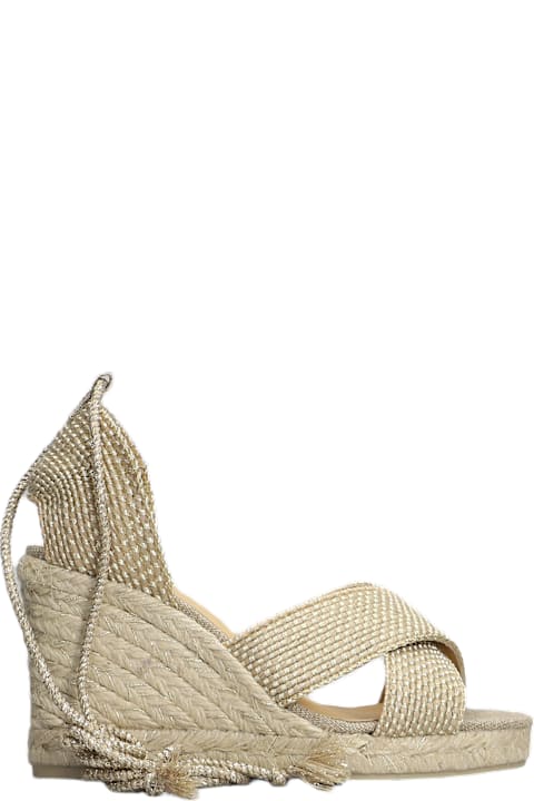Castañer for Men Castañer Becca-8-256 Wedges In Gold Fabric