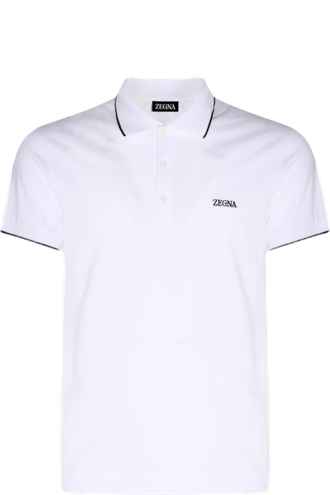 Homeware Zegna White And Black Cotton Polo Shirt