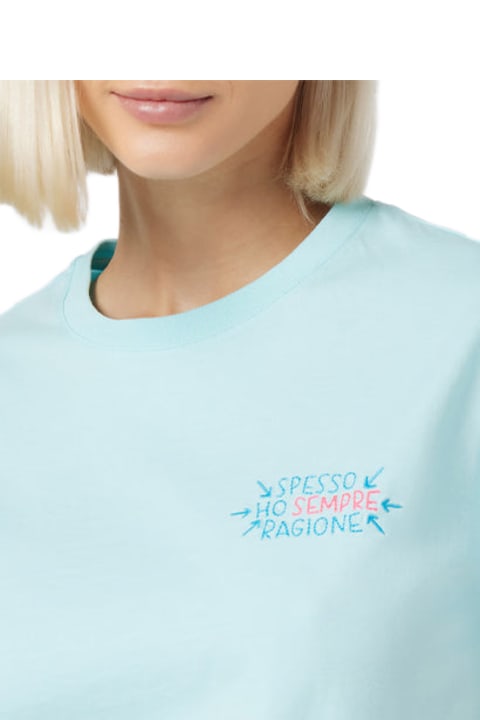 Homeware MC2 Saint Barth Woman Cotton Jersey Crewneck T-shirt Emilie With Spesso Ho Sempre Ragione Embroidery | Insulti Luminosi Special Edition