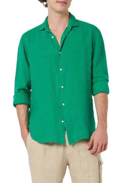 أدوات منزلية MC2 Saint Barth Man Green Linen Shirt Pamplona