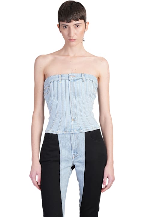 Mugler for Women Mugler Topwear In Blue Denim