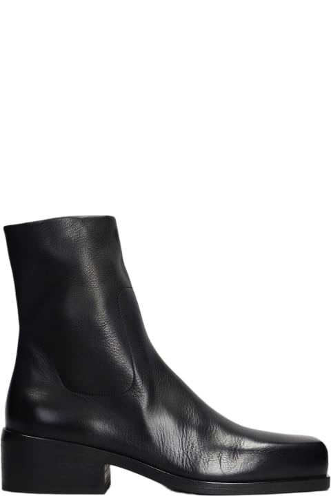 メンズ新着アイテム Marsell High Heels Ankle Boots In Black Leather