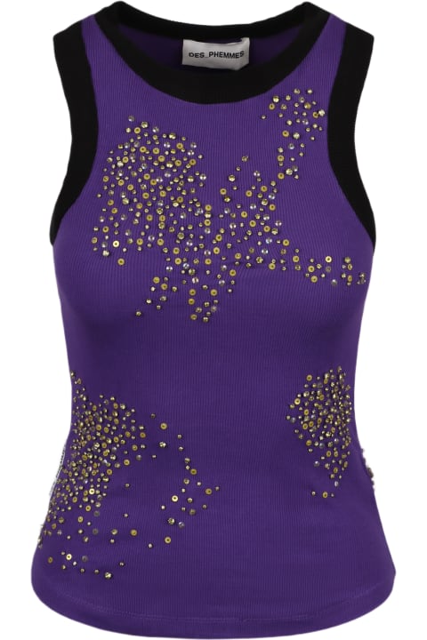 Women's Ribbed Tank Top With Appliques by Des Phemmes